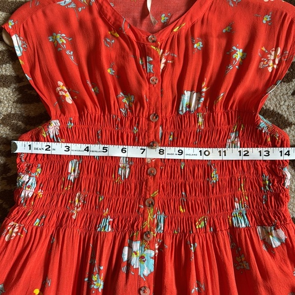 Free People "Greatest Day" Smocked Button-Down Floral Mini Dress Womens XS Boho - Picture 7 of 13